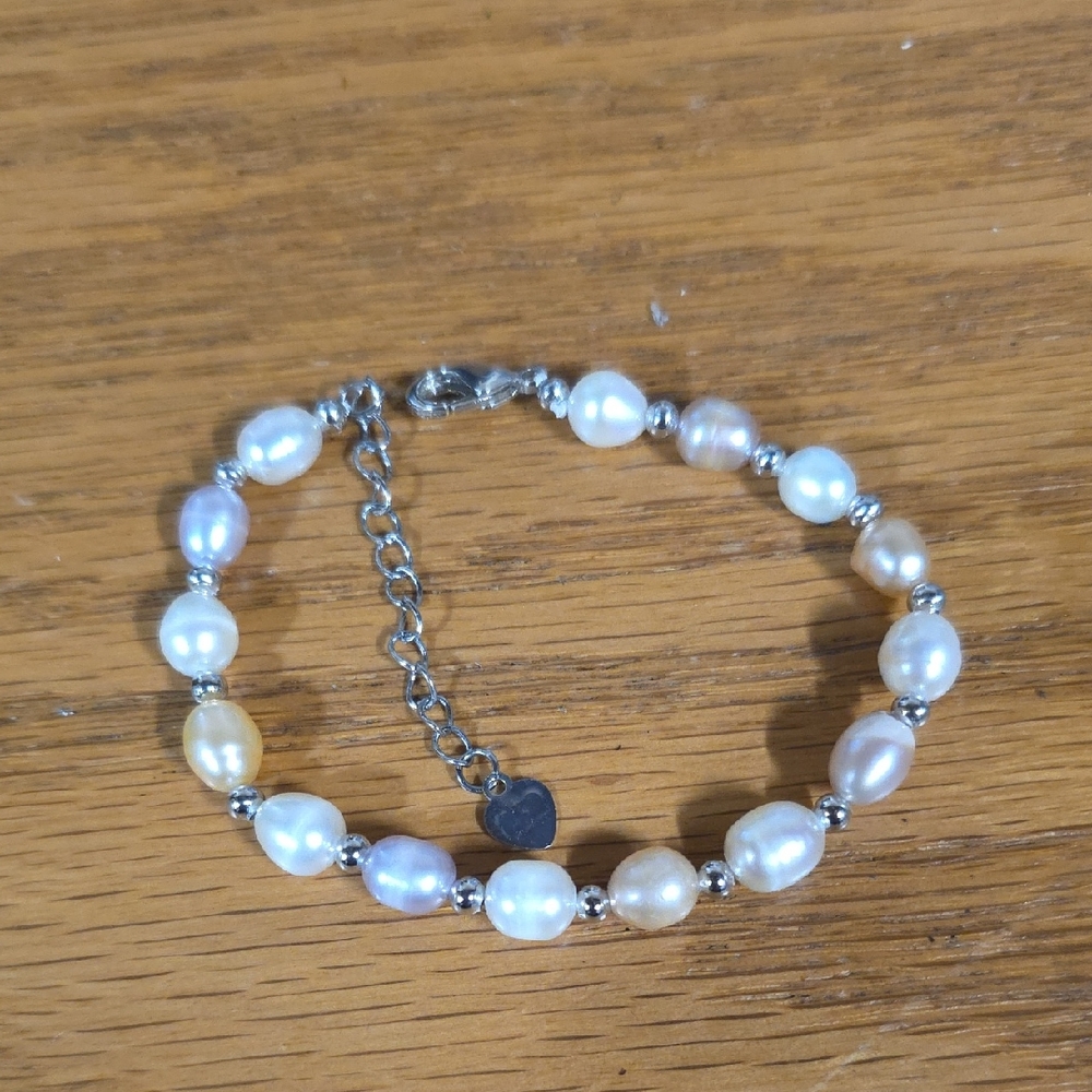 Freshwater Pearl Bracelet White & Cream .925